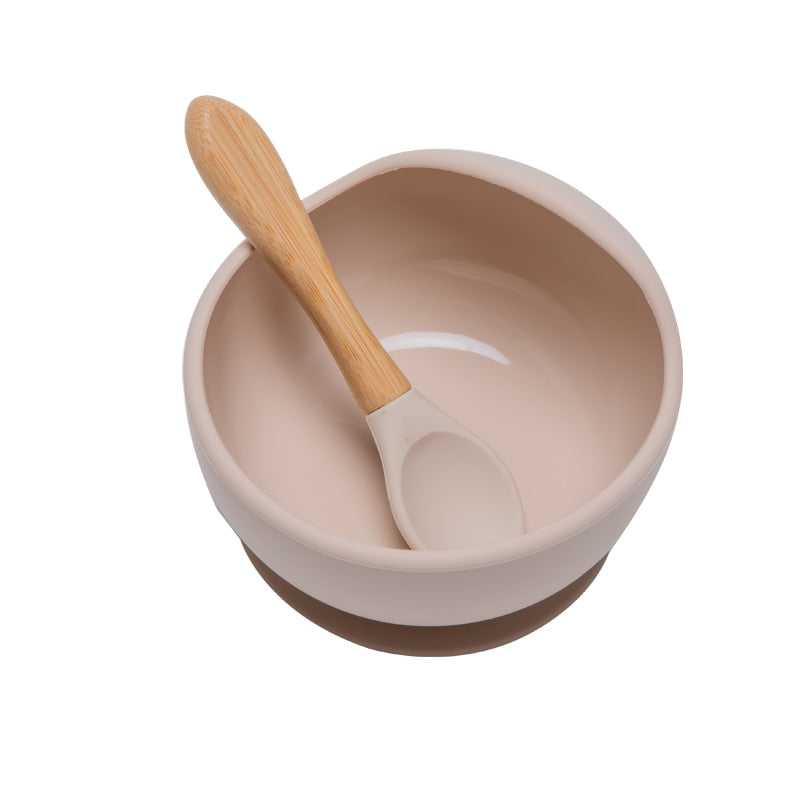 1set Baby Silicone Bowl Feeding Set