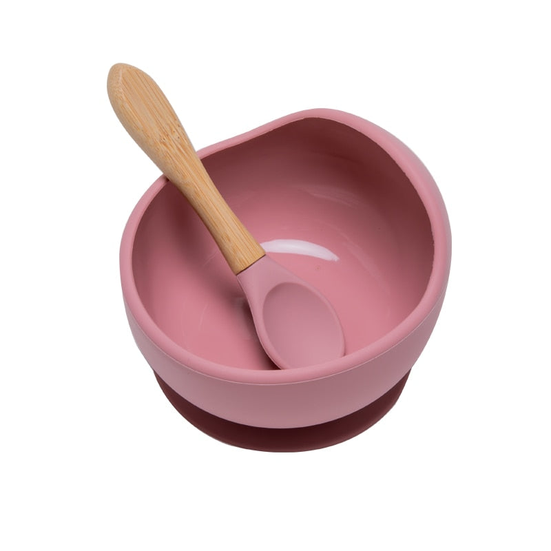 1set Baby Silicone Bowl Feeding Set