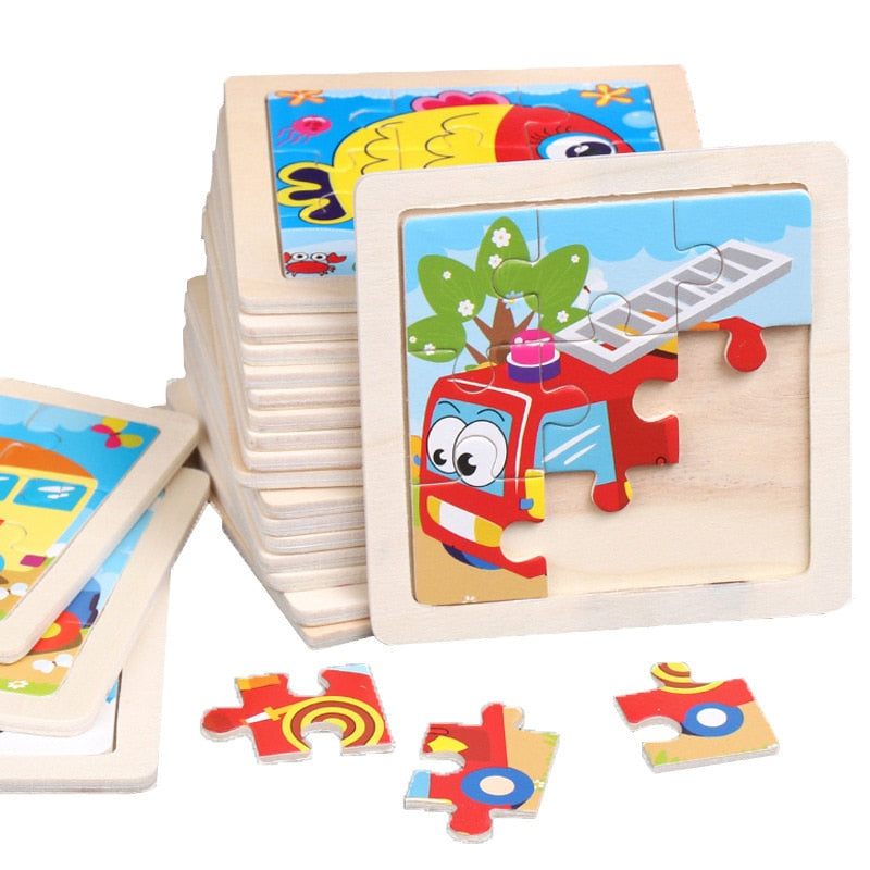 Wooden Cartoon Puzzle Educational Jigsaw Toys for Children