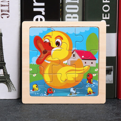 Wooden Cartoon Puzzle Educational Jigsaw Toys for Children