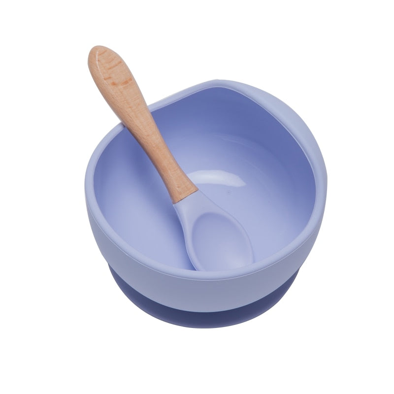 1set Baby Silicone Bowl Feeding Set