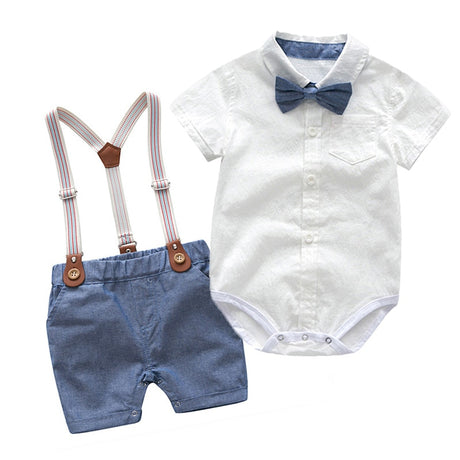 Cool Style Striped Summer Romper Clothes Set For Kids