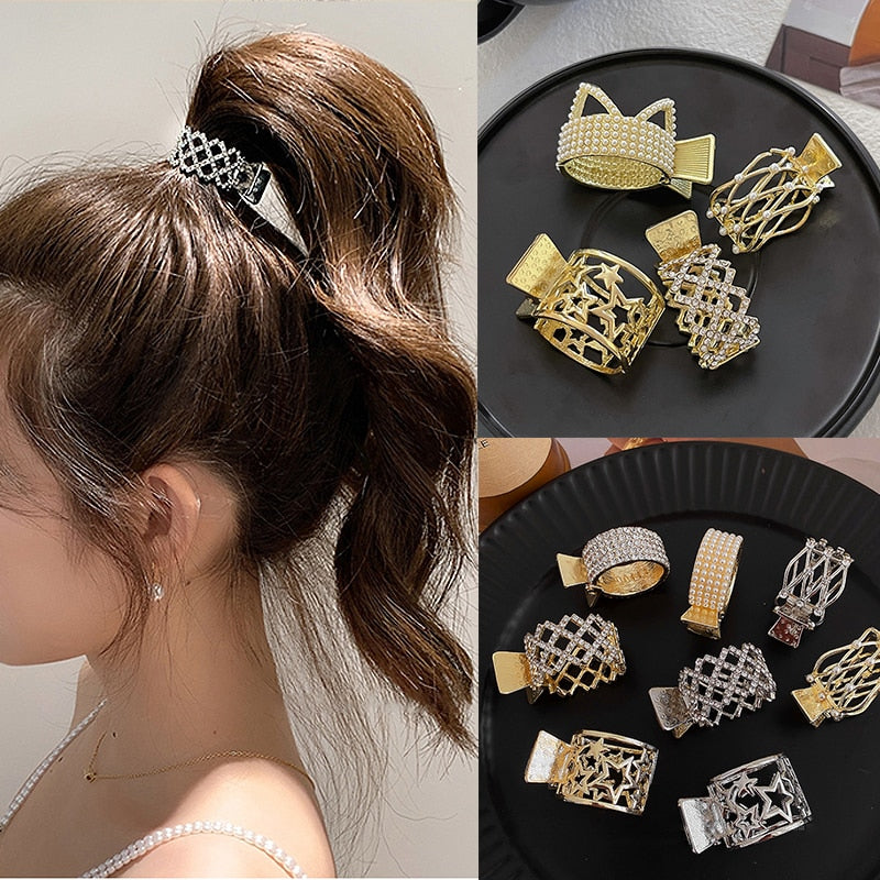 Pearl Rhinestone Girl High Ponytail Clip