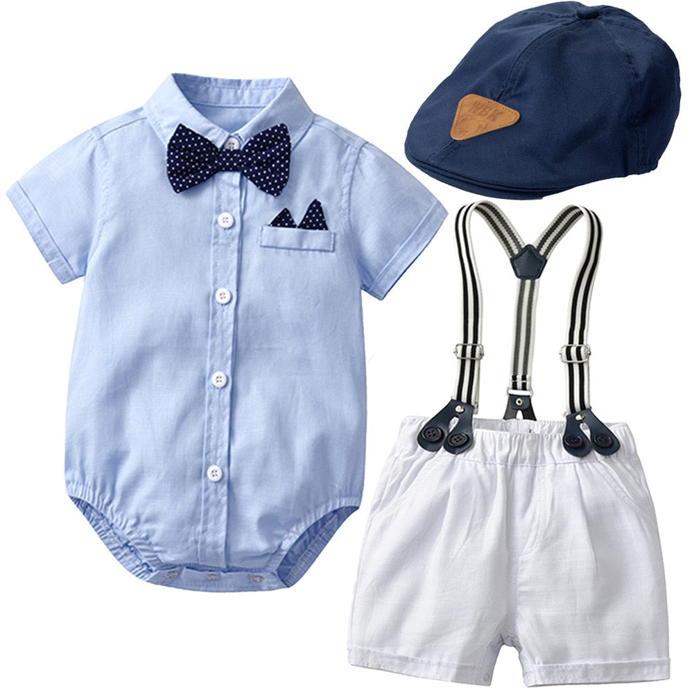 Cool Style Striped Summer Romper Clothes Set For Kids