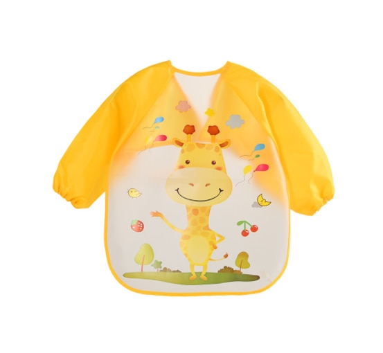 Waterproof Long Sleeve Art Smock Feeding Bib Apron For Kids 0-6 Years