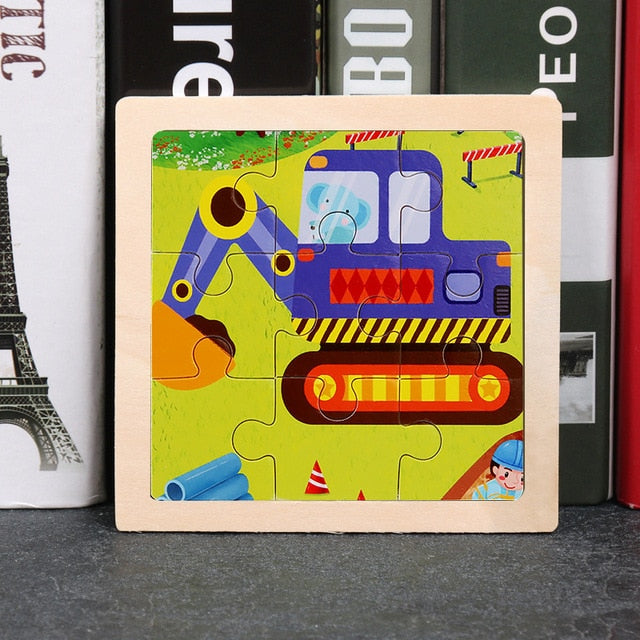 Wooden Cartoon Puzzle Educational Jigsaw Toys for Children