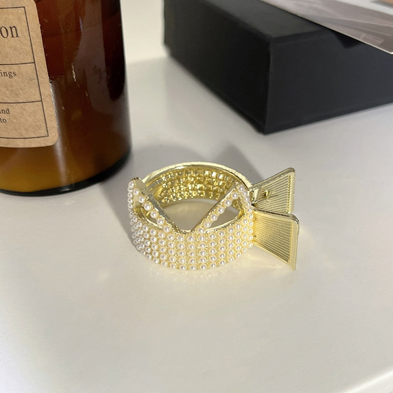 Pearl Rhinestone Girl High Ponytail Clip