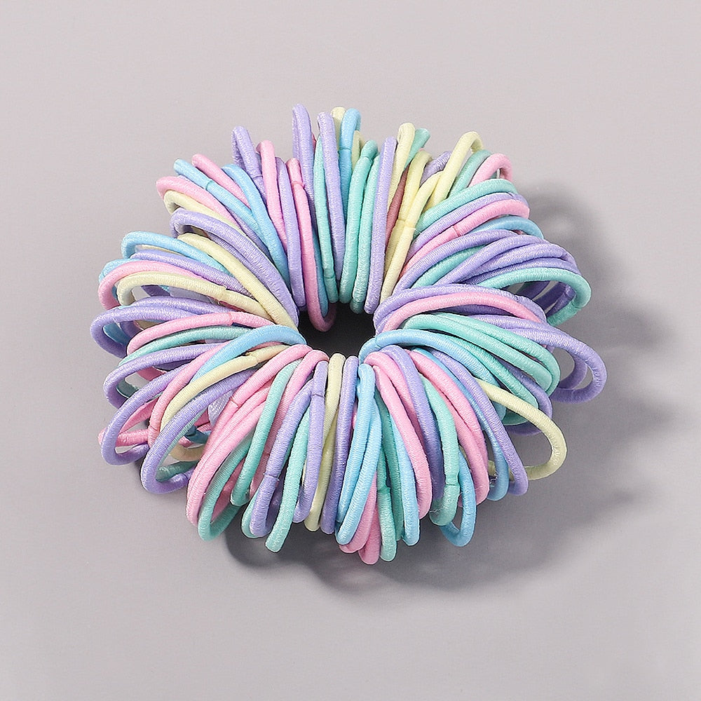 New Candy Color 100Pcs Girls Hair Bands