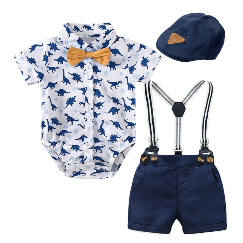 Cool Style Striped Summer Romper Clothes Set For Kids