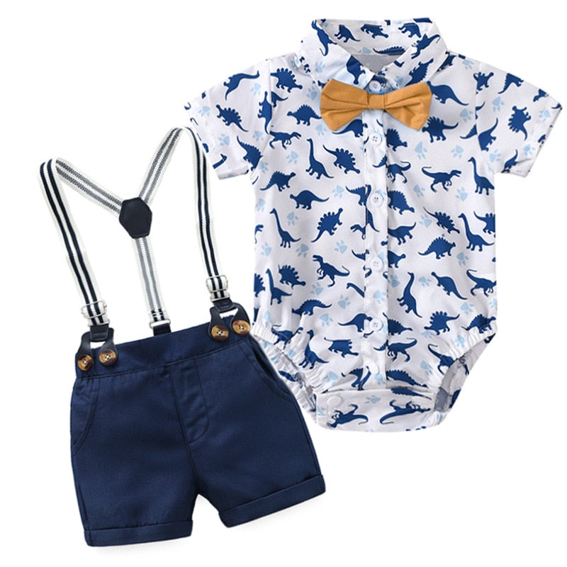 Cool Style Striped Summer Romper Clothes Set For Kids