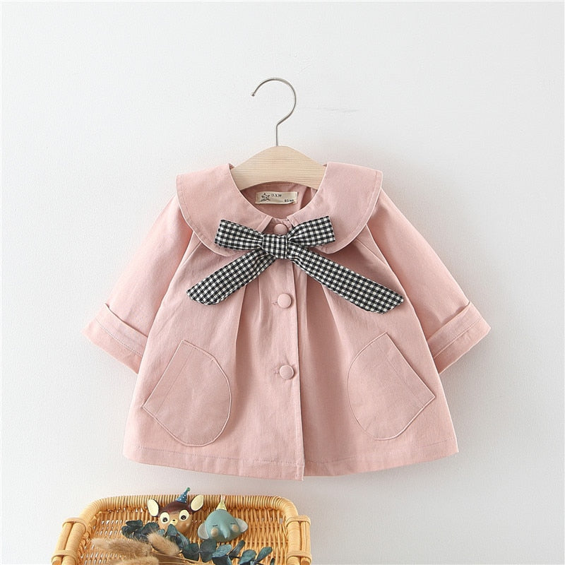 Korean Style Cute Long Trench Baby Girls Windbreaker