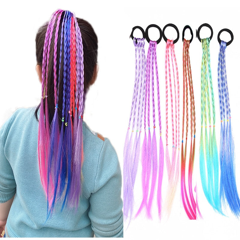 New Girls Colorful Wigs Ponytail Hair Ornaments
