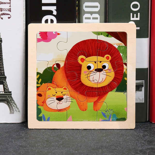 Wooden Cartoon Puzzle Educational Jigsaw Toys for Children