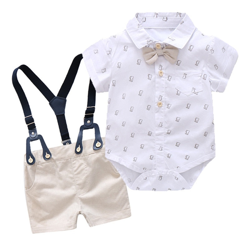 Cool Style Striped Summer Romper Clothes Set For Kids