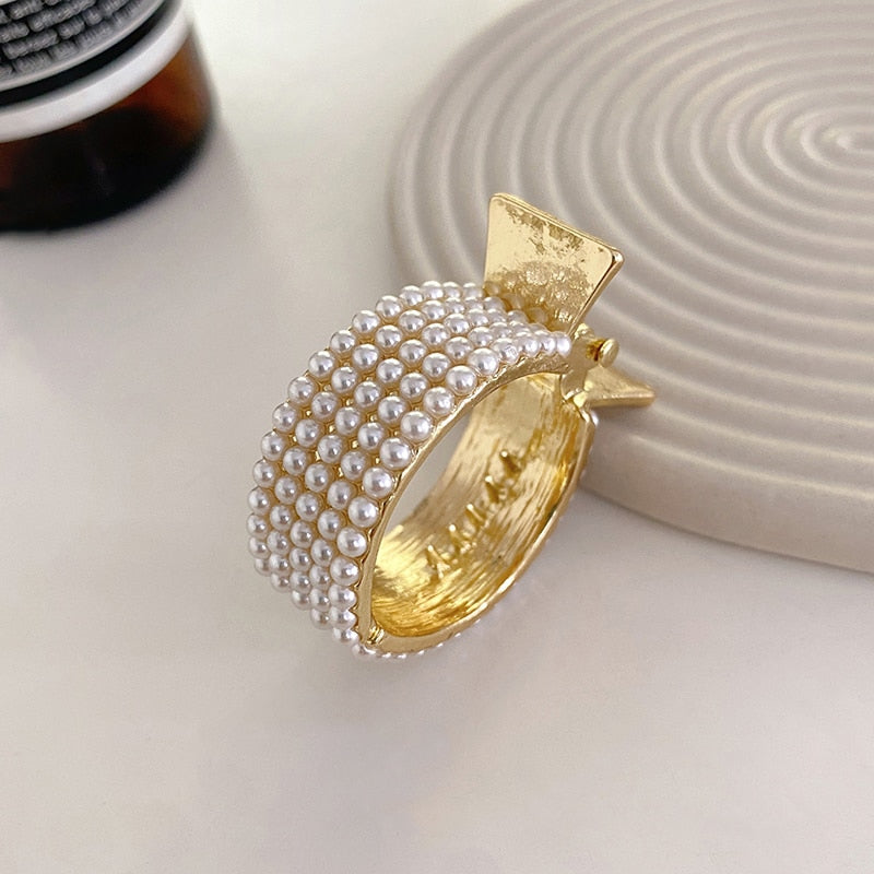 Pearl Rhinestone Girl High Ponytail Clip