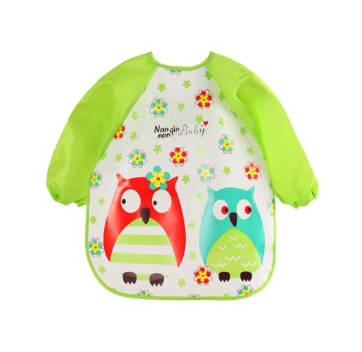 Waterproof Long Sleeve Art Smock Feeding Bib Apron For Kids 0-6 Years