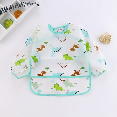 Waterproof Long Sleeve Art Smock Feeding Bib Apron For Kids 0-6 Years