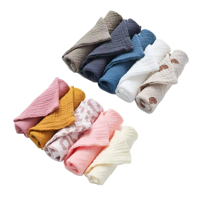 5 Pcs Of Soft Muslin Cloth Baby Towels