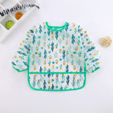 Waterproof Long Sleeve Art Smock Feeding Bib Apron For Kids 0-6 Years