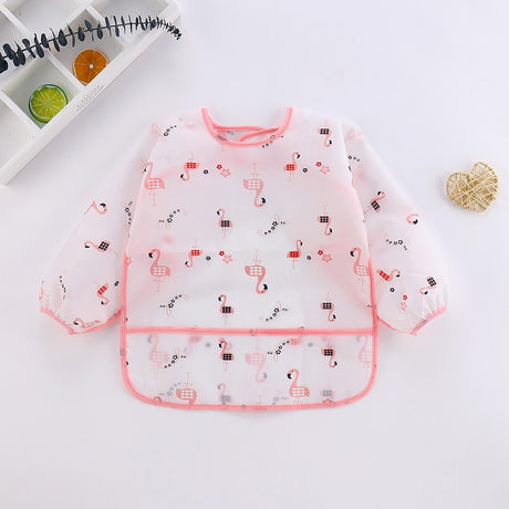 Waterproof Long Sleeve Art Smock Feeding Bib Apron For Kids 0-6 Years