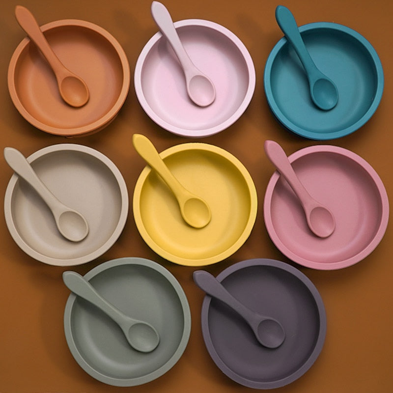 Solid Color Portable Kids Tableware Set