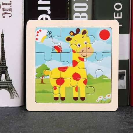 Wooden Cartoon Puzzle Educational Jigsaw Toys for Children