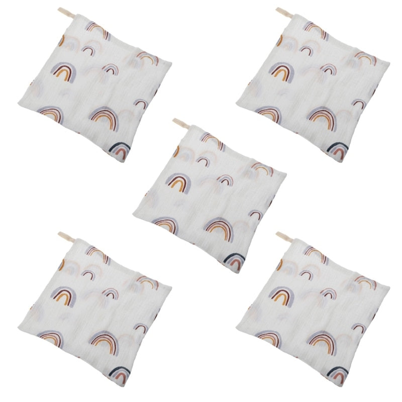 5 Pcs Of Soft Muslin Cloth Baby Towels