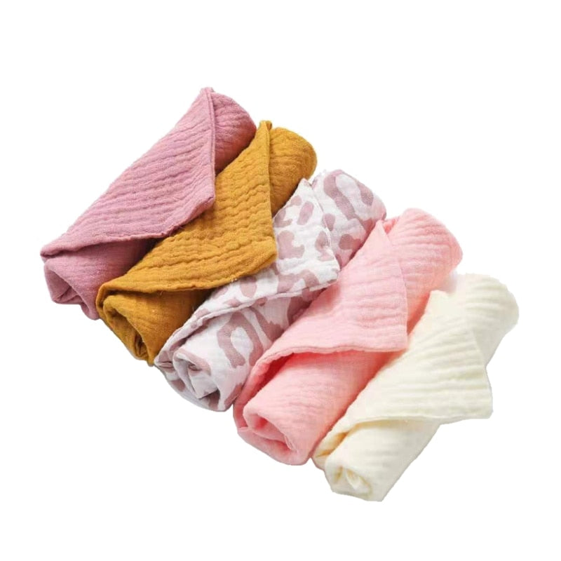 5 Pcs Of Soft Muslin Cloth Baby Towels