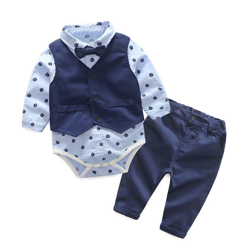 Cool Style Striped Summer Romper Clothes Set For Kids