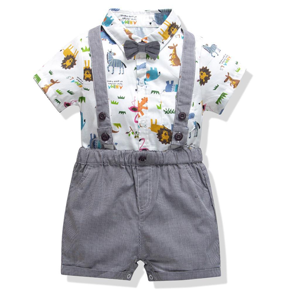 Cool Style Striped Summer Romper Clothes Set For Kids