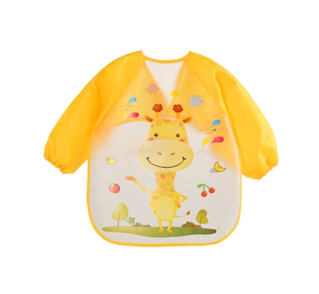 Waterproof Long Sleeve Art Smock Feeding Bib Apron For Kids 0-6 Years