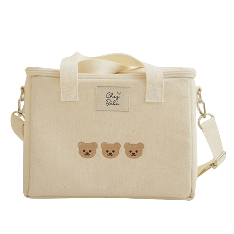 Multifunctional Embroidered Bear Insulation Mommy Bag