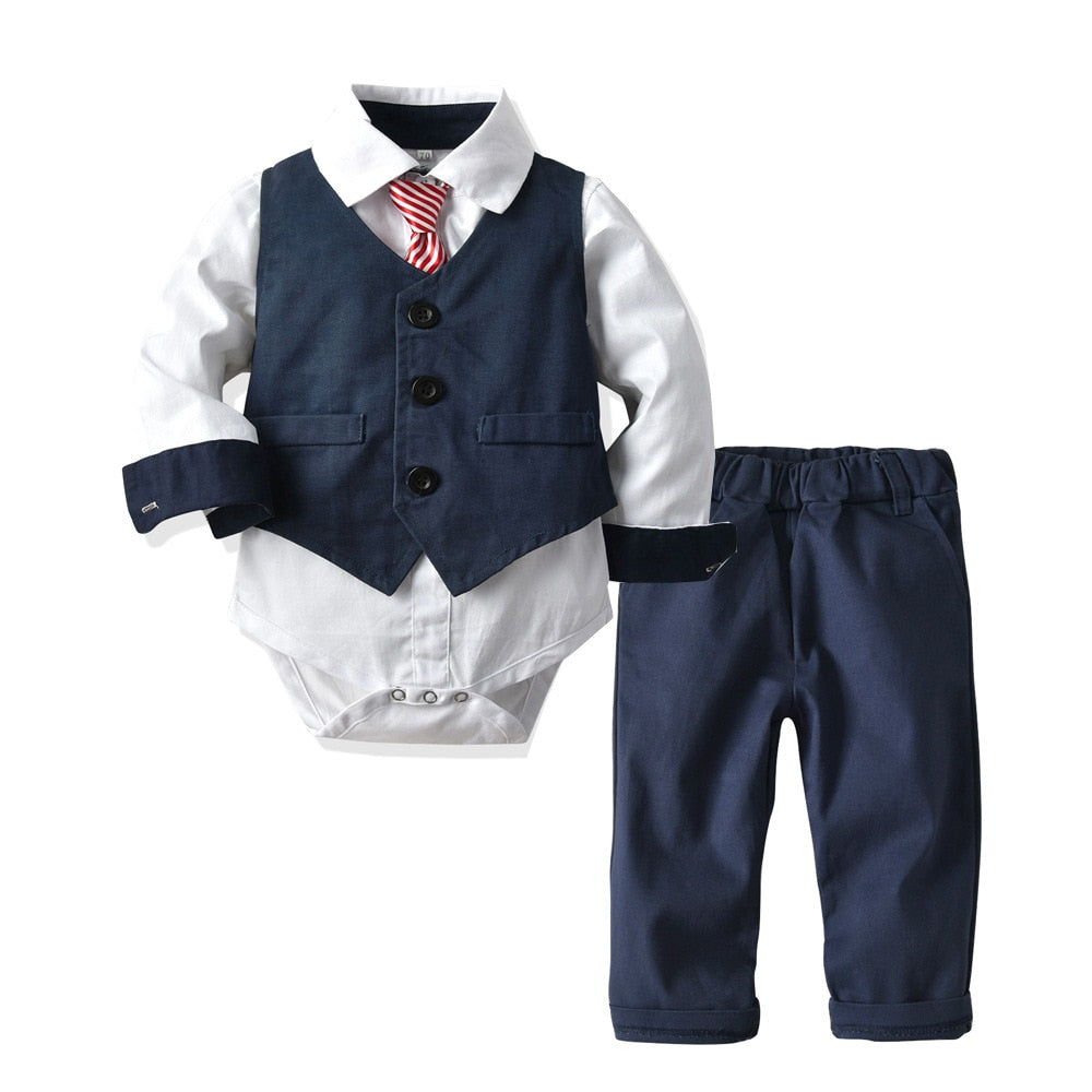 Cool Style Striped Summer Romper Clothes Set For Kids